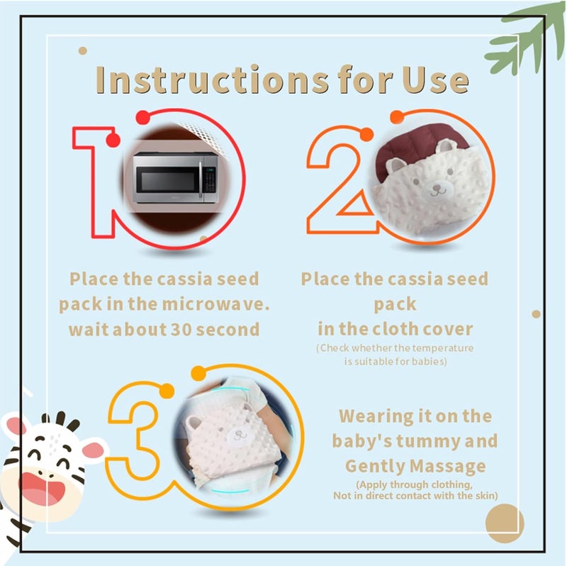 ISANPAN Baby Colic and Gas Relief - Cassia Seed Heated Tummy Wrap,Infant Warming Pad Belly Band Gripe Belt Relieves and Soothes Gas,Bloating and Upset Stomach (Beige) - Image 5